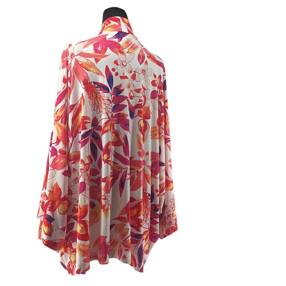 Natori open front floral cardigan duster vacation tropical sz 1X - Picture 5 of 11